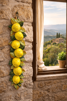 Preview: Keramik Zitronen Wanddeko mit Blättern